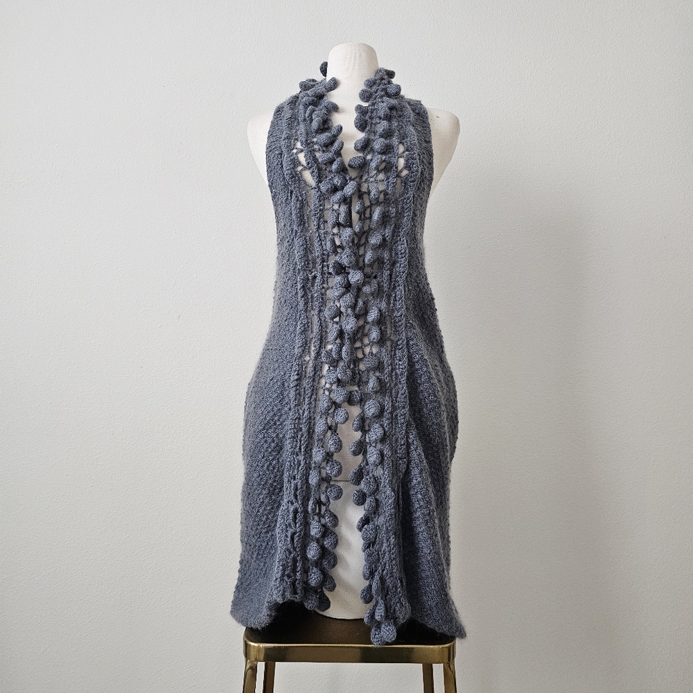Catherine Malandrino long cardigan with poms poms S